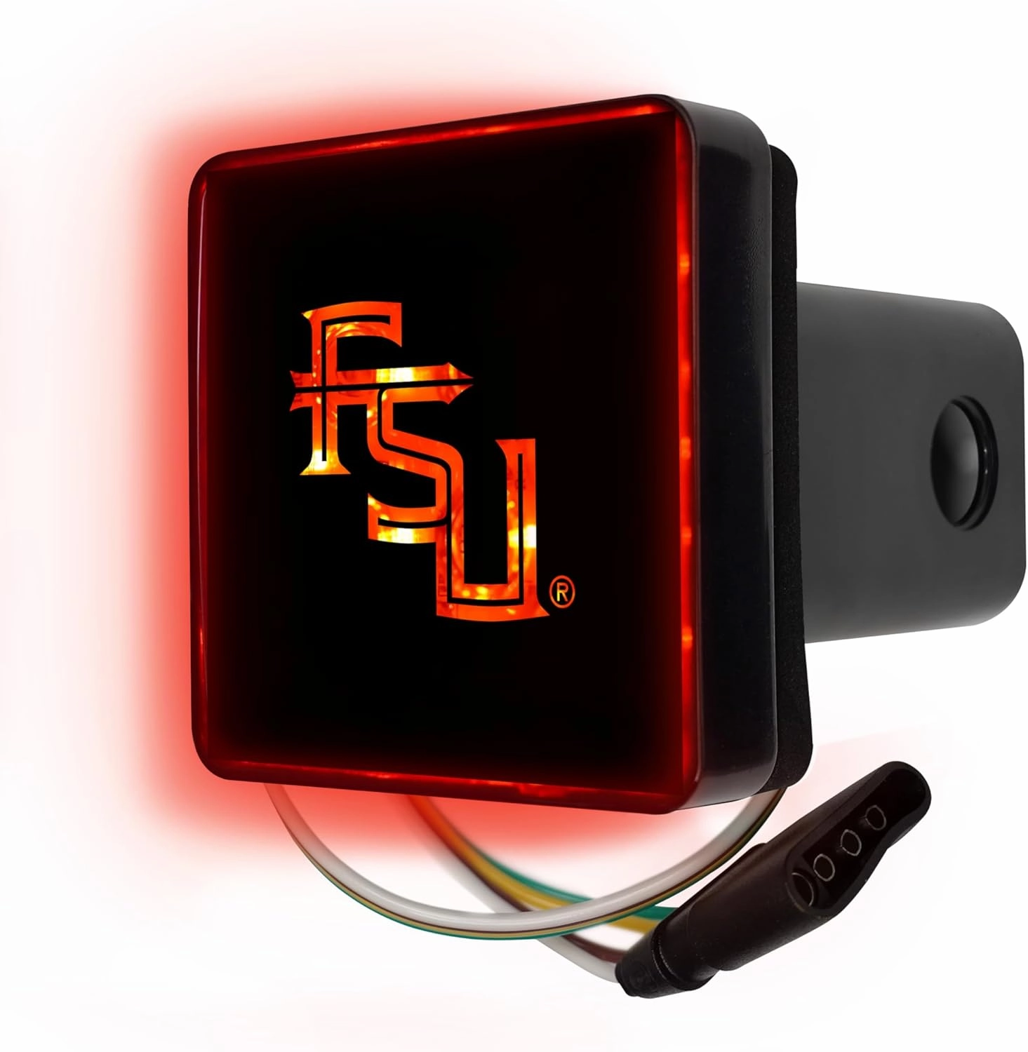 FANMATS Florida State University Light Up Hitch Cover | Black | Fits All 2 in. Class III hitches | Seminole Head Primary Logo