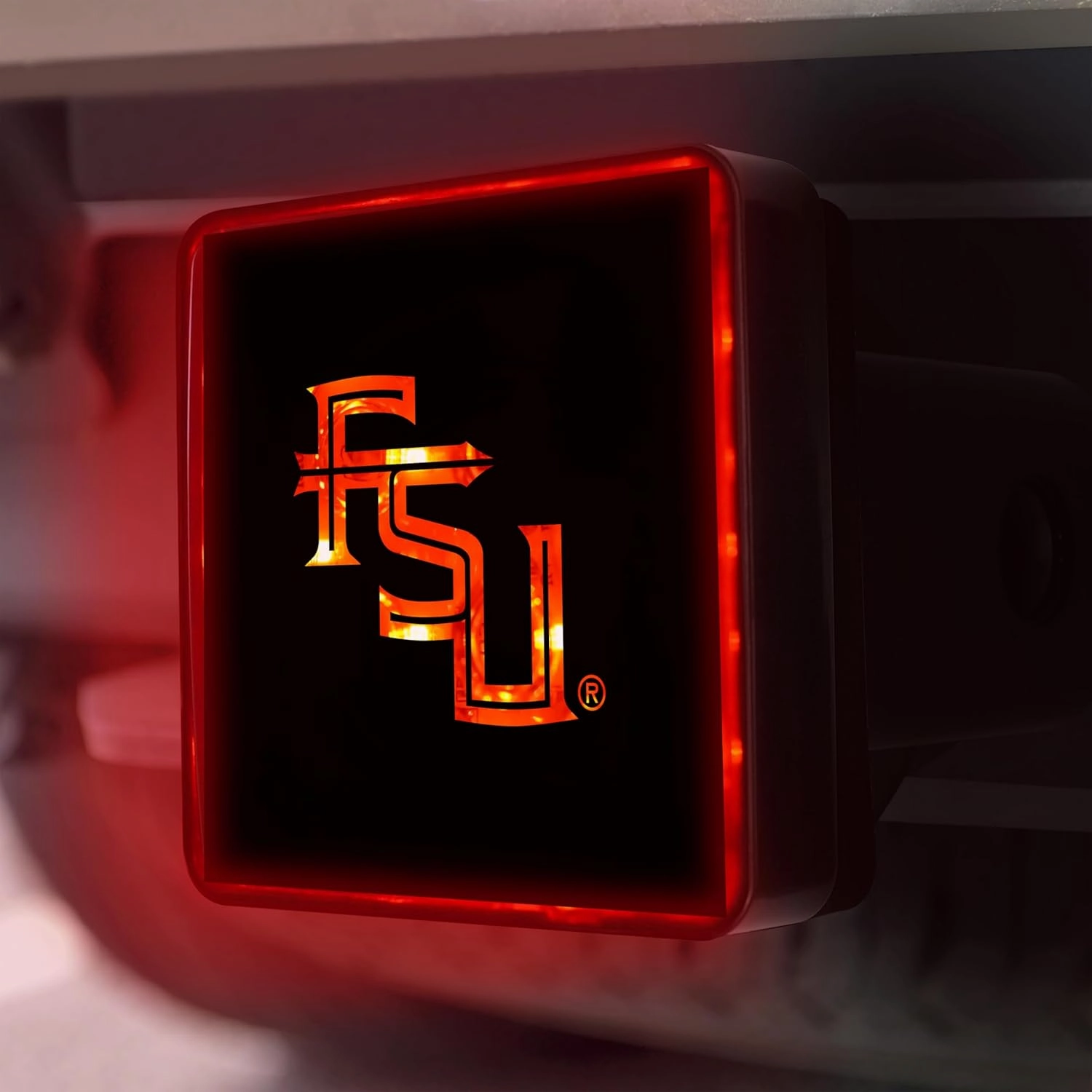 FANMATS Florida State University Light Up Hitch Cover | Black | Fits All 2 in. Class III hitches | Seminole Head Primary Logo