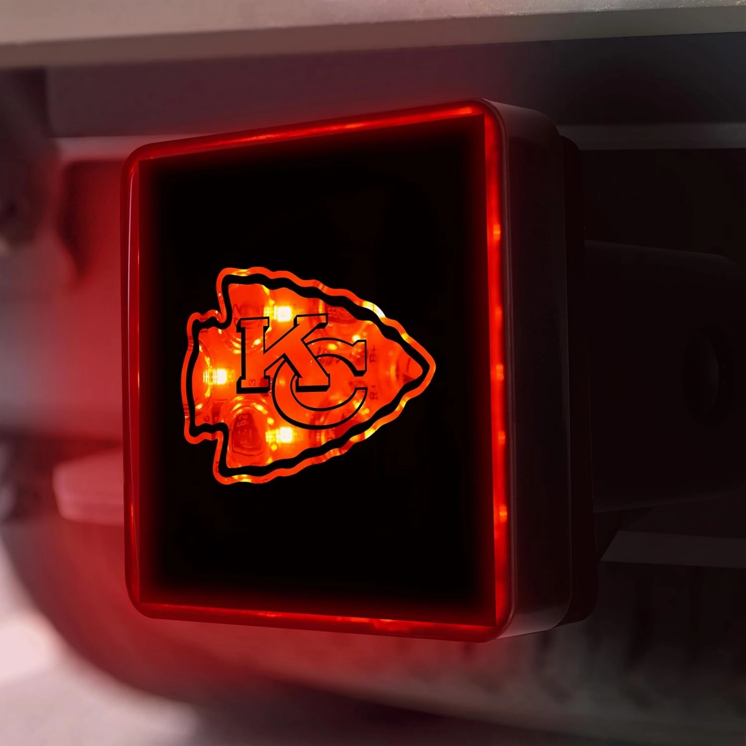 FANMATS NFL - Kansas City Chiefs Light Up Hitch Cover | Black | Fits All 2 in. Class III hitches | KC Arrow Primary Logo
