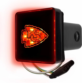 FANMATS NFL - Kansas City Chiefs Light Up Hitch Cover | Black | Fits All 2 in. Class III hitches | KC Arrow Primary Logo