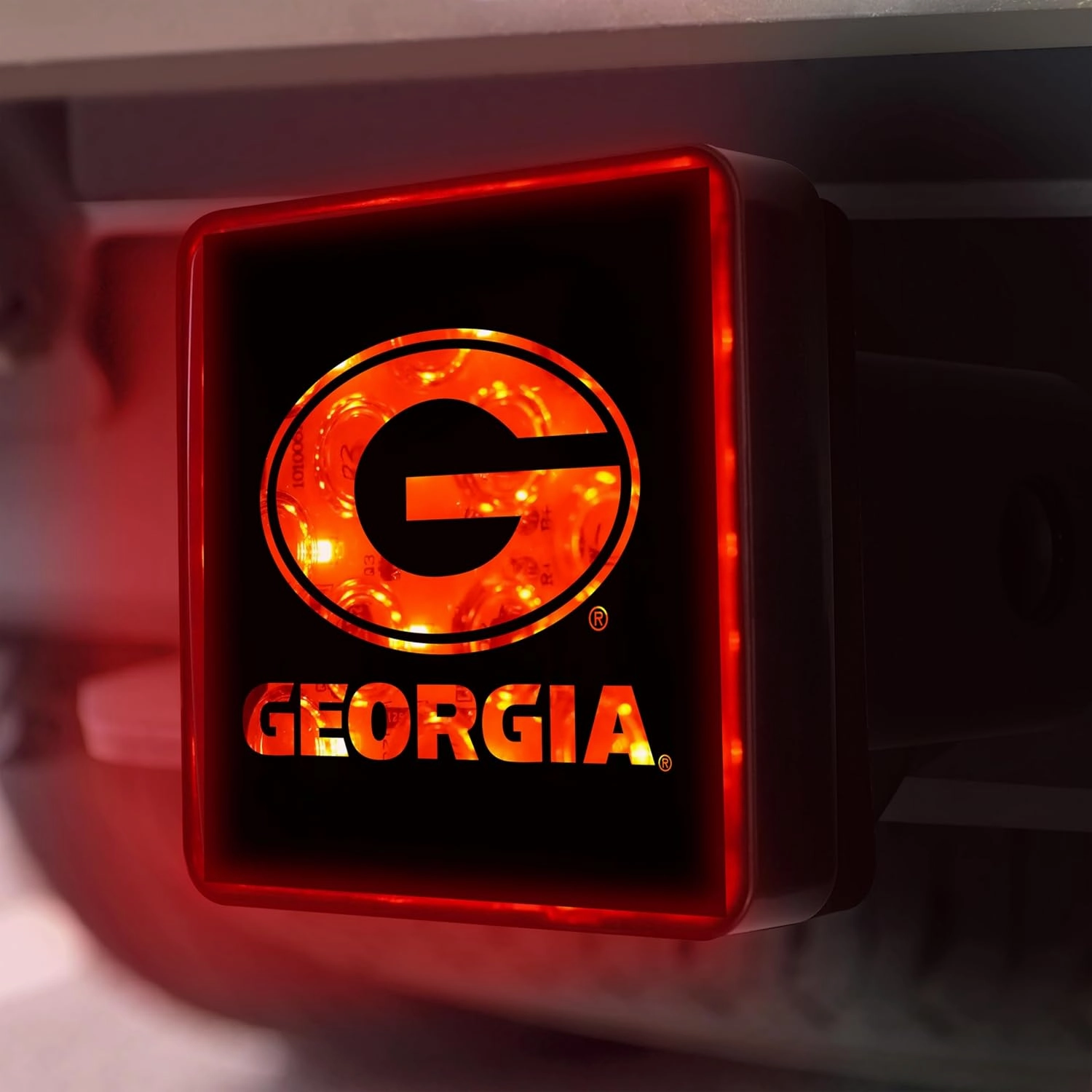 FANMATS University of Georgia Light Up Hitch Cover | Black | Fits All 2 in. Class III hitches | G Primary Logo
