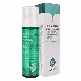FARMSTAY CICA PORE CLEANSING OIL TO FORM 3.88 oz - Gentle Daily Facial Cleanser for Glowing Skin, Face cleanser for clear skin