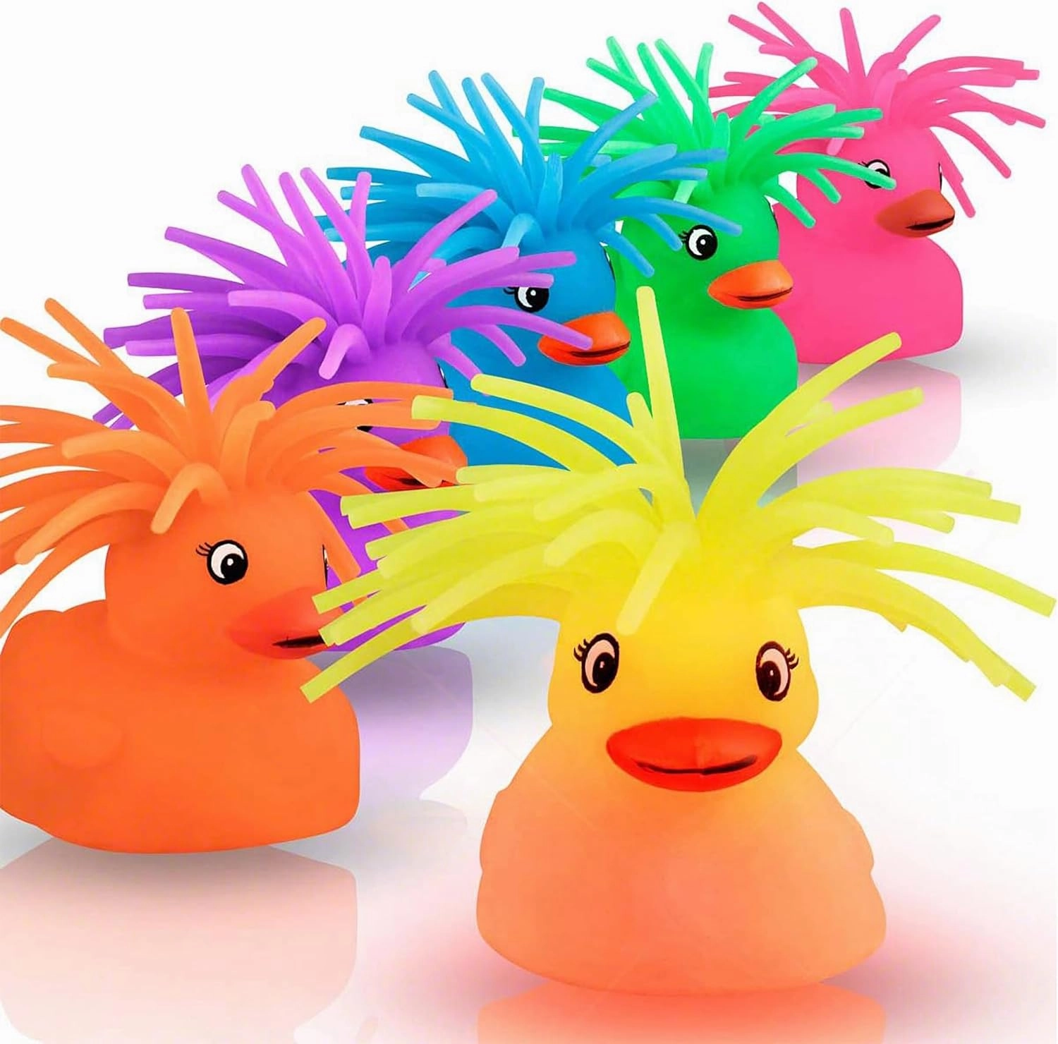 Flashing Crazy Hair Puffer Duck Pack of 6