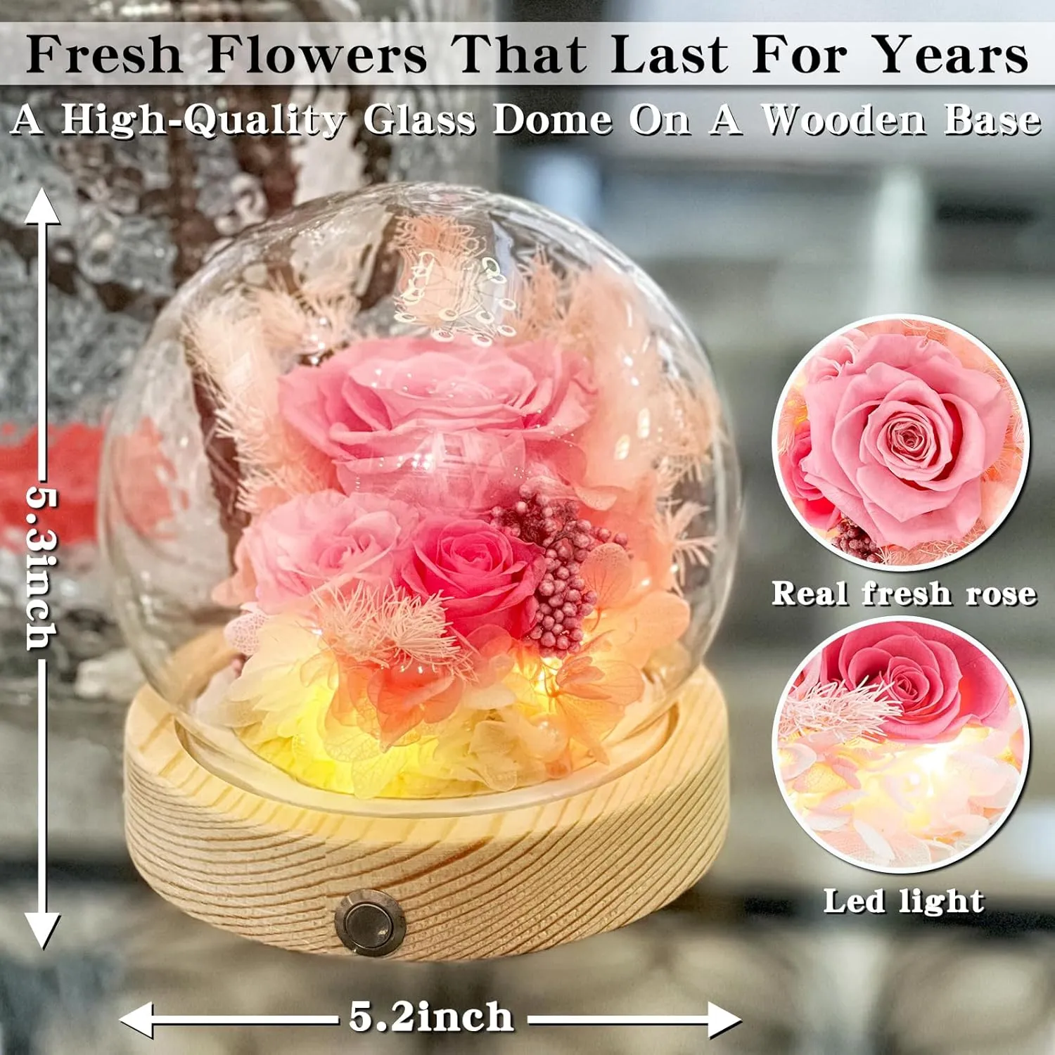 Flowers, Roses, Gifts–Flowers Bouquet & Forever Flowers for Delivery Prime - Preserved Flowers Birthday Gift for Women, Valentine's, Mother's Day, Christmas–Lasting Fresh Roses, Battery Included