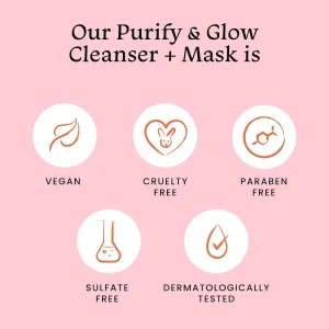 Foxtal.e Purify & Glow Cleanser   Clay Mask - Deep Cleanses Pores, Exfoliating Glow Facial, Instantly Gives Bright Skin, For Normal, Oily and Combination Skin, Men & Women - 100ml