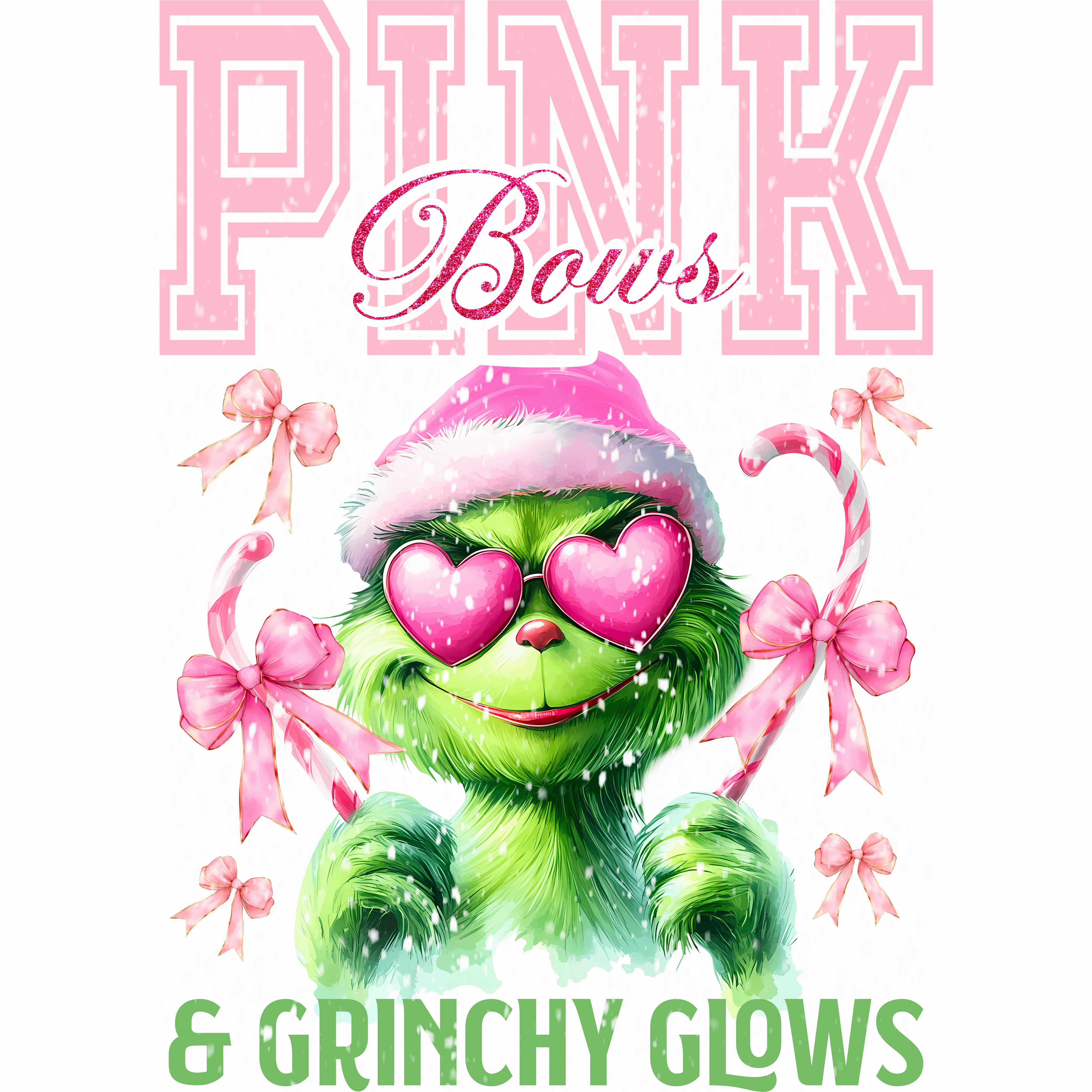 G Man Glows in Green Pink Bows DTF (direct-to-film) Transfer