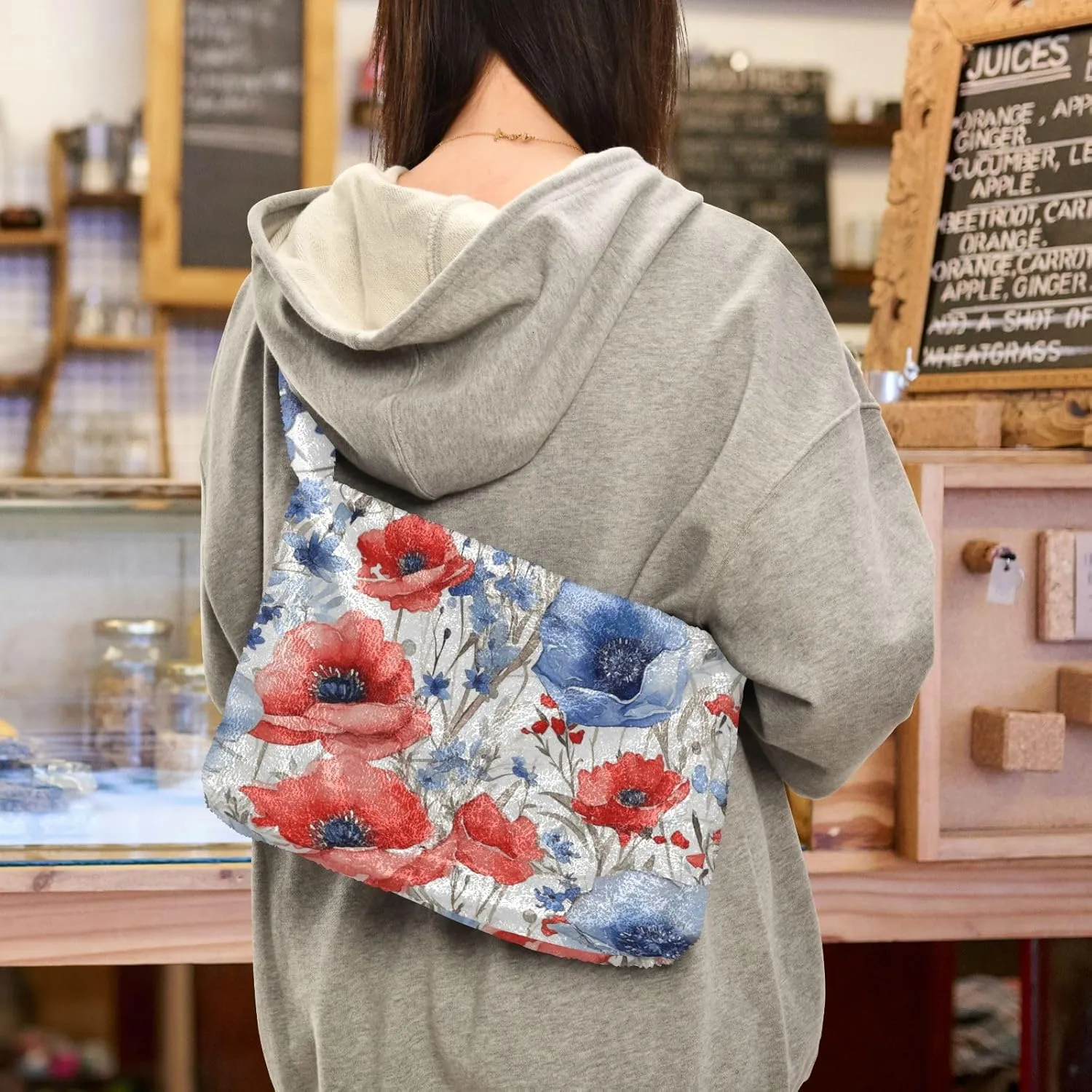 GAIGEO Red Blue White Watercolor Stars American Womens Shoulder Bag, Handbag Shoulder Bag, Womens Outdoor Bag