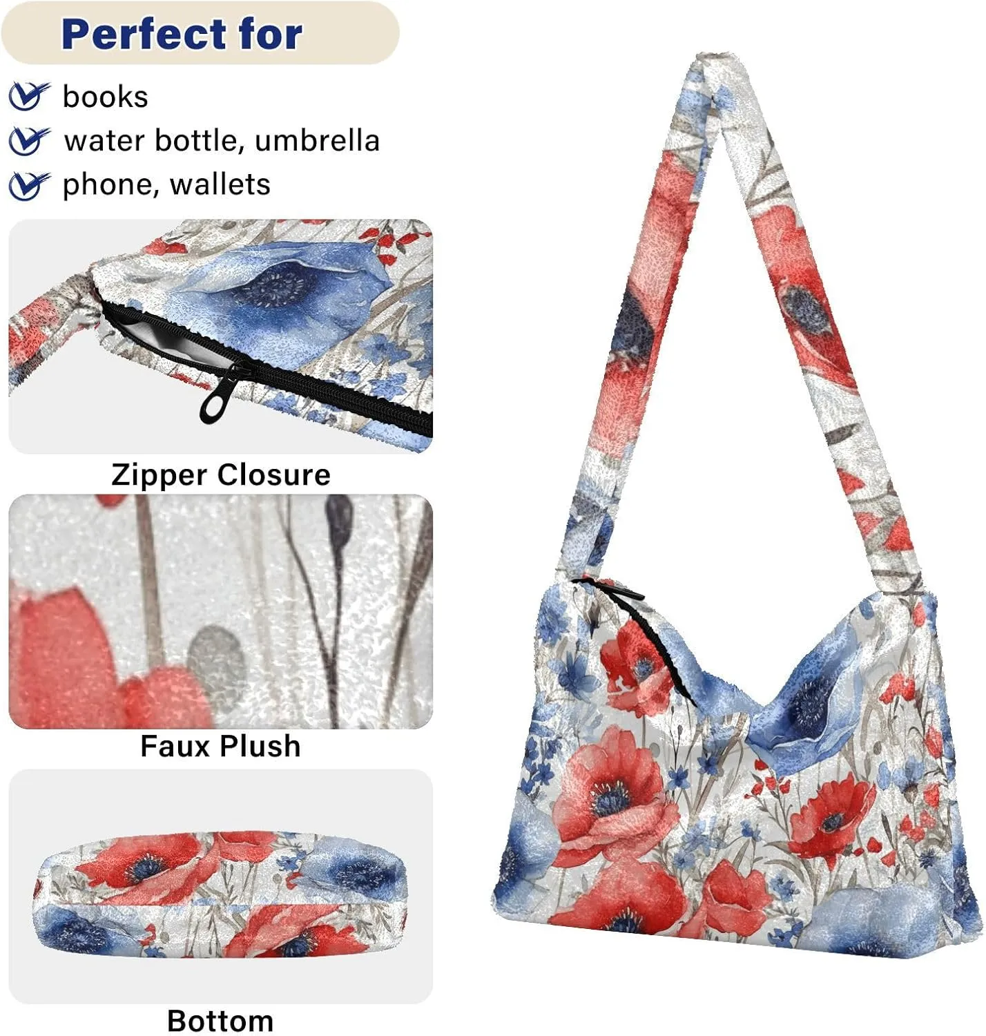 GAIGEO Red Blue White Watercolor Stars American Womens Shoulder Bag, Handbag Shoulder Bag, Womens Outdoor Bag