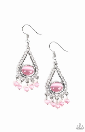 Give Me The Glow-down- Pink Earrings