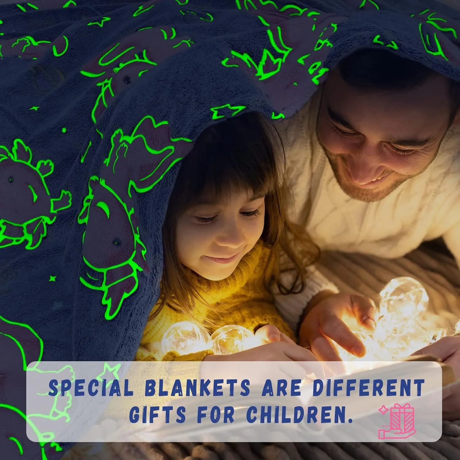 Glow in The Dark Blanket Axolotl Pink Gifts Toys Decor for Kids Girls Cute Cozy Soft Glowing Salamander Twin Size Blue Throw Blanket for Bedroom Couch