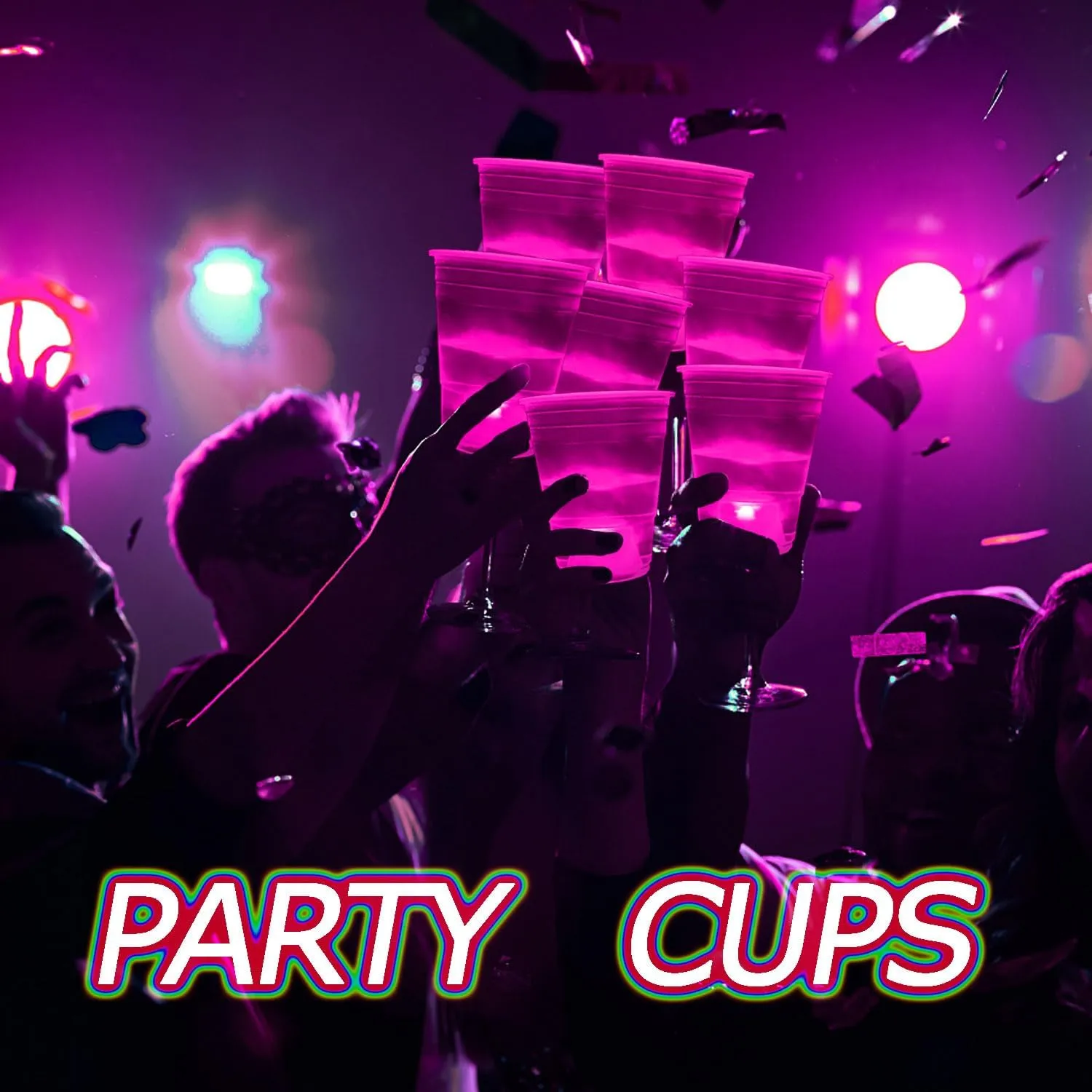 Glow in The Dark Pink Party Cups 40 Pack (16 oz) - LED Light Up Plastic Cups for Princess Parties Baby Showers Bridal Decorations, Reusable Rose Gold Glow Cups for Weddings, Tea Parties & Girls Night