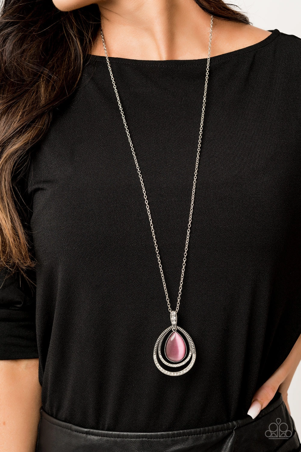 GLOW AND TELL - PINK TEARDROP MOONSTONE NECKLACE