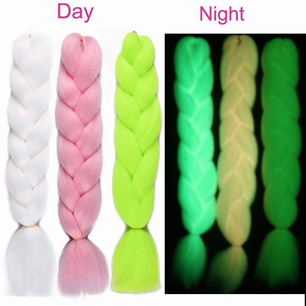 Glow in the Dark Pink Braiding Hair 24inch 5pcs Jumbo Braiding Hair Extensions for Box Braids