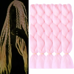 Glow in the Dark Pink Braiding Hair 24inch 5pcs Jumbo Braiding Hair Extensions for Box Braids