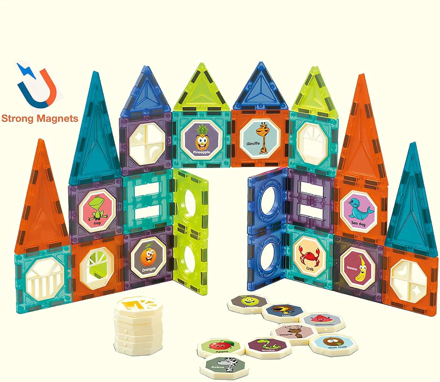 Glowing Magnetic Tiles Marble Run Race Track Super Set - 150 Complete Pieces Glow in The Dark STEM Magnetic Building Blocks Gravity Marble Maze Games for Toddlers Kids Boys Girls Ages 3  Years