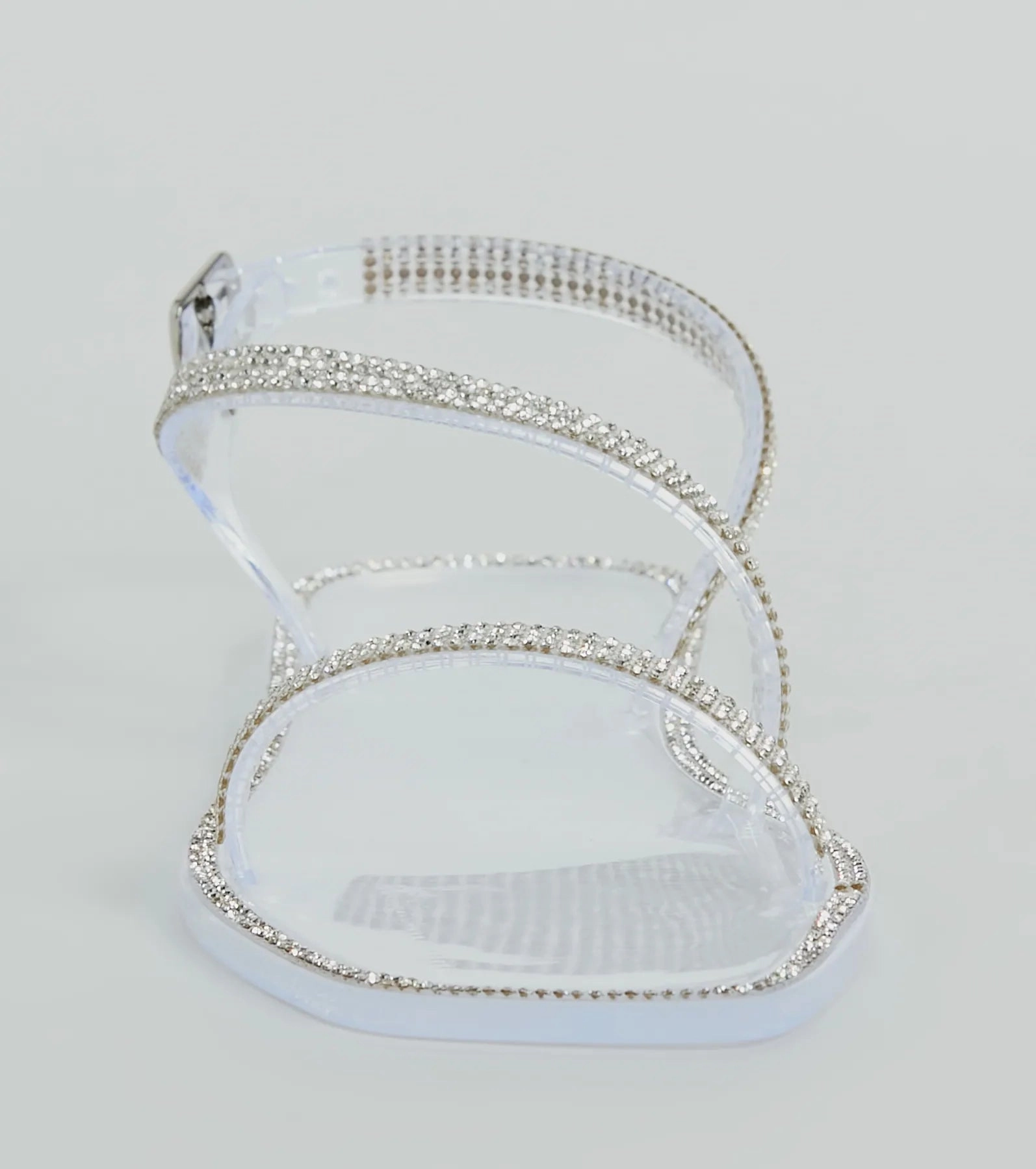 Glowing Up Rhinestone Flat Jelly Sandals