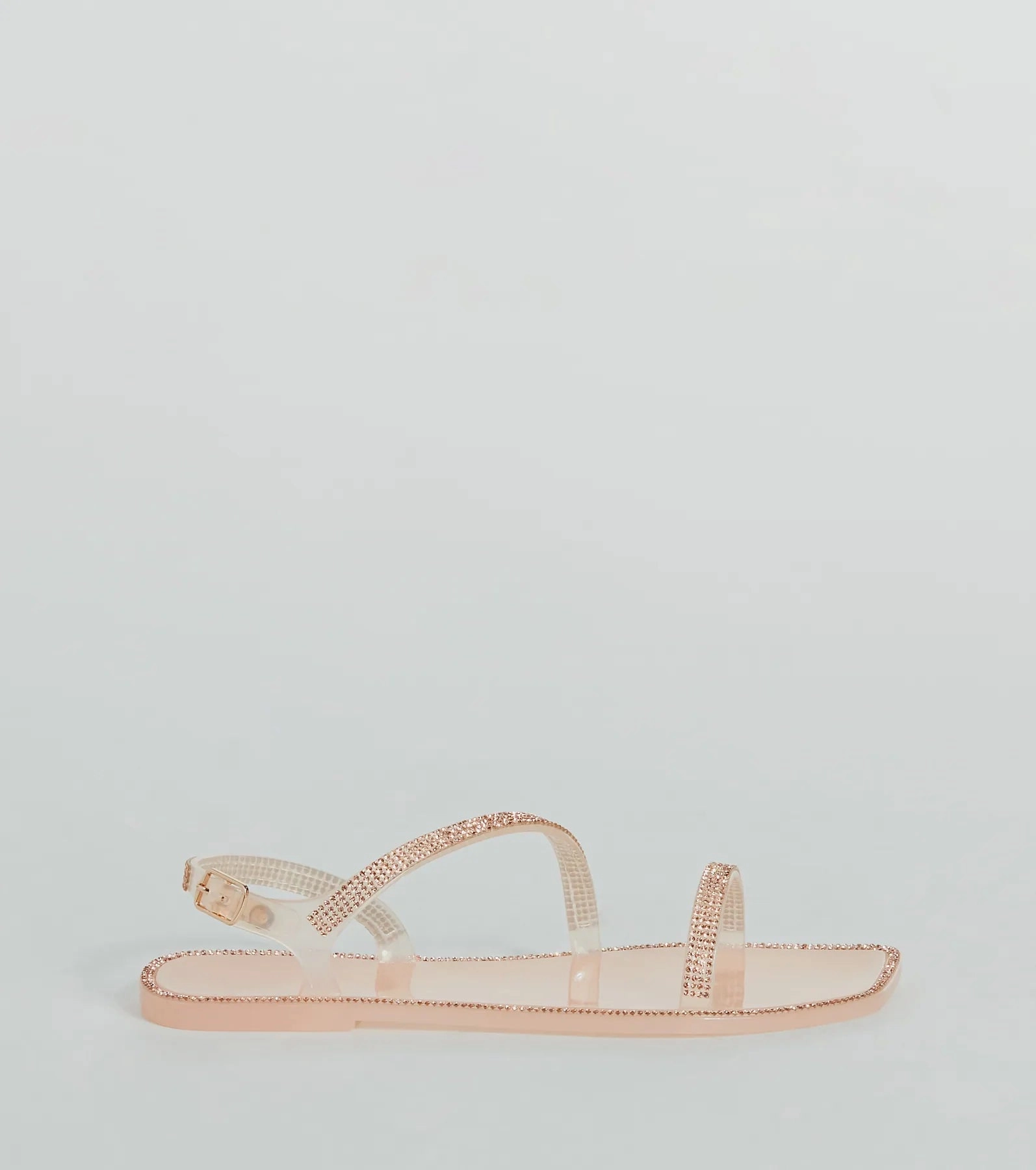 Glowing Up Rhinestone Flat Jelly Sandals