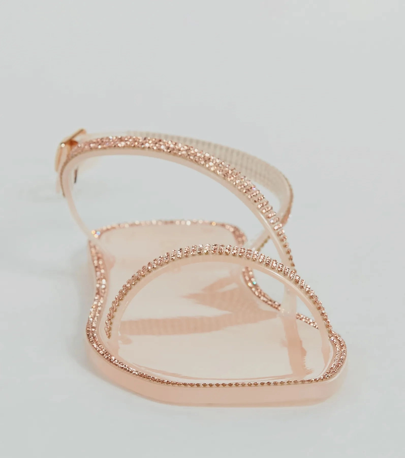 Glowing Up Rhinestone Flat Jelly Sandals