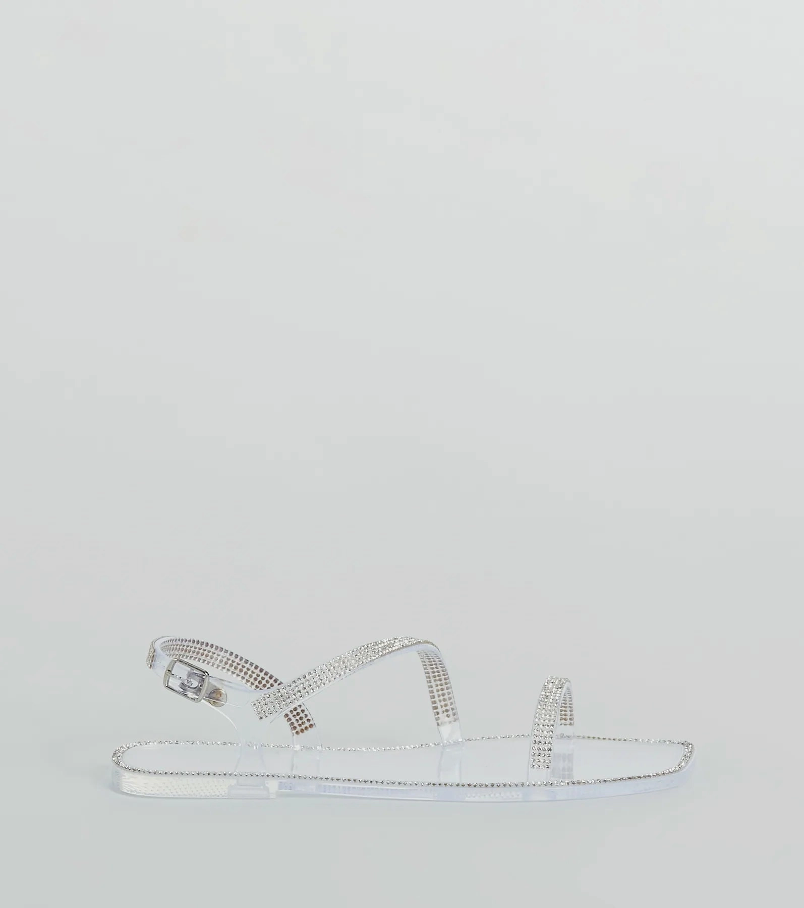 Glowing Up Rhinestone Flat Jelly Sandals