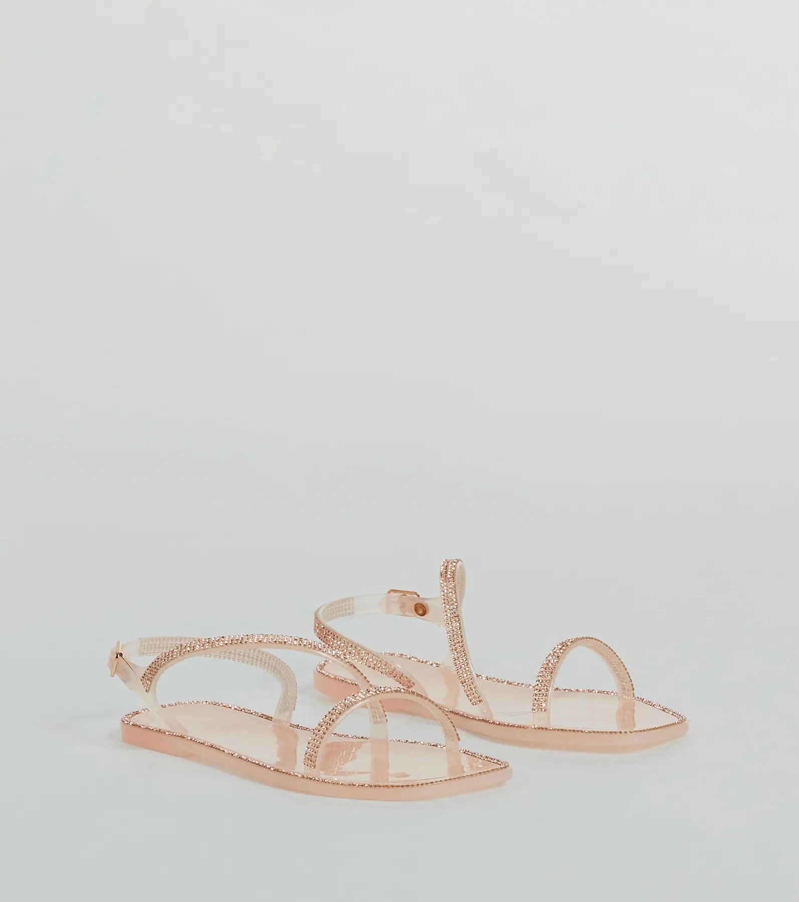 Glowing Up Rhinestone Flat Jelly Sandals
