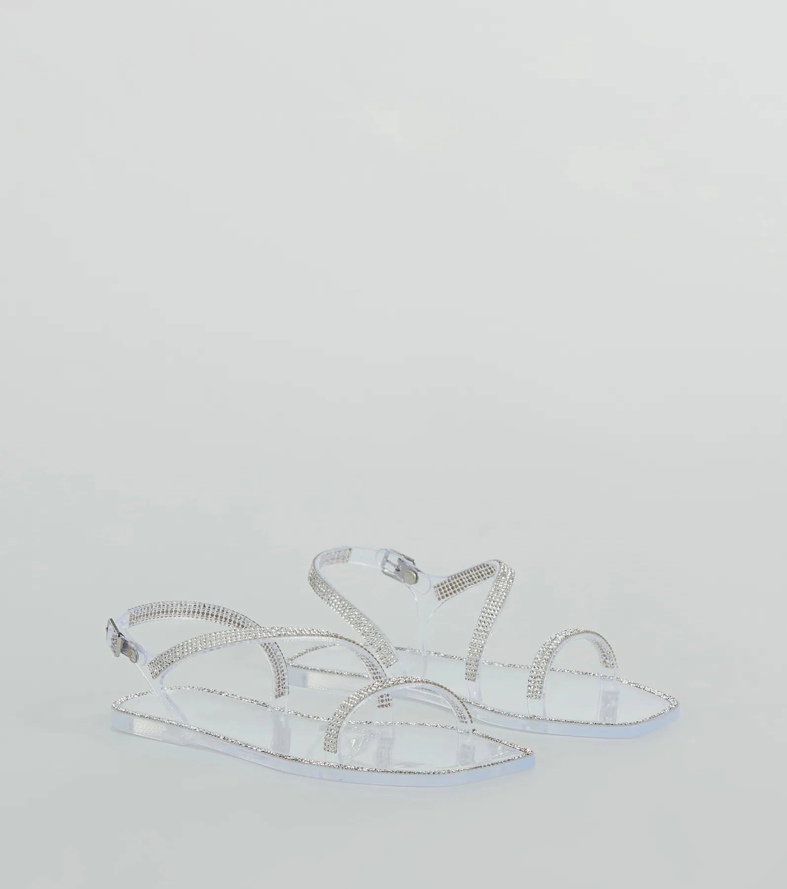 Glowing Up Rhinestone Flat Jelly Sandals