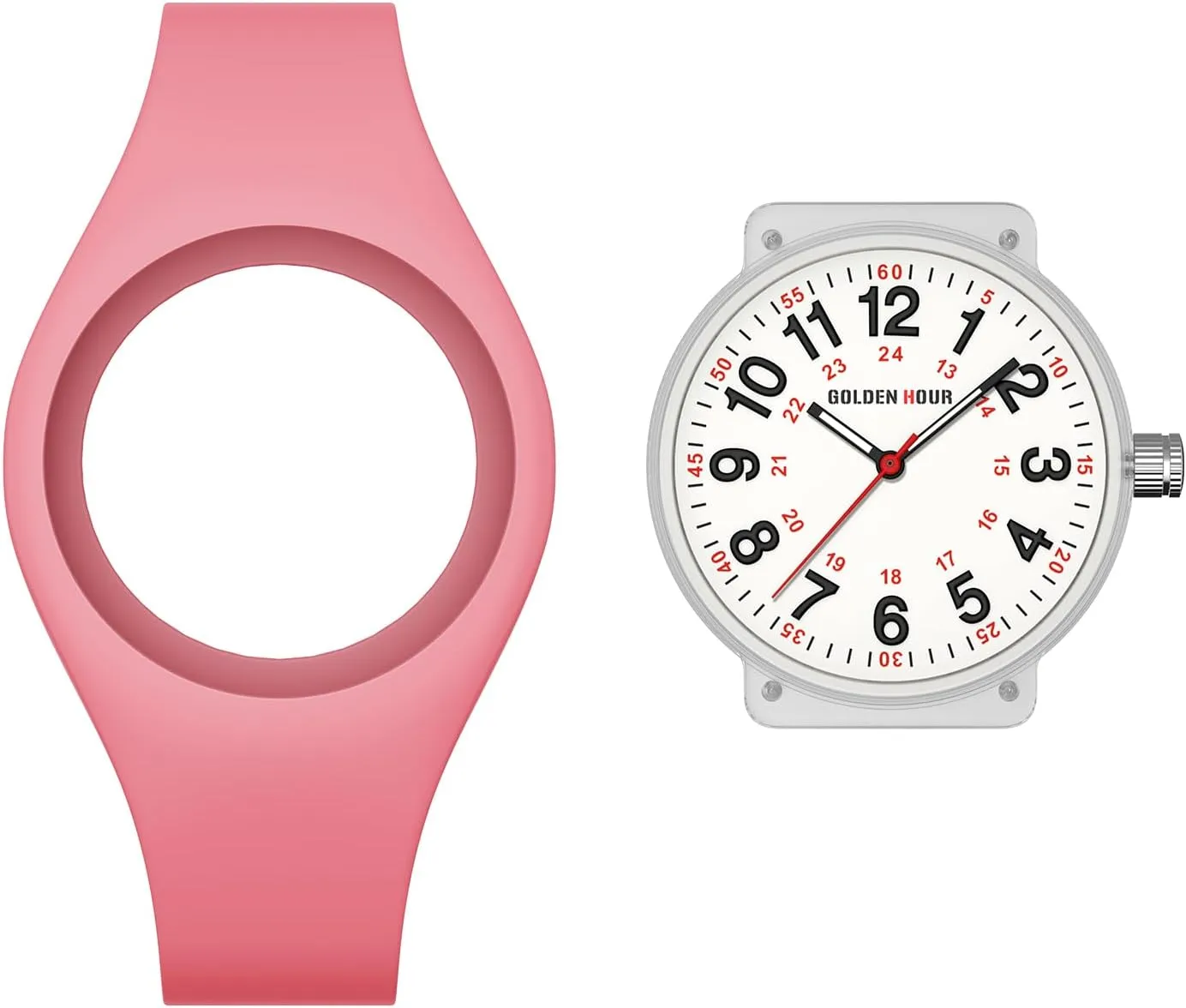 GOLDEN HOUR Waterproof Sports Analog Unisex Watches for Nurse Medical Professionals, Students - Military Time Glowing Easy to Read Dial, Jelly Silicone Strap