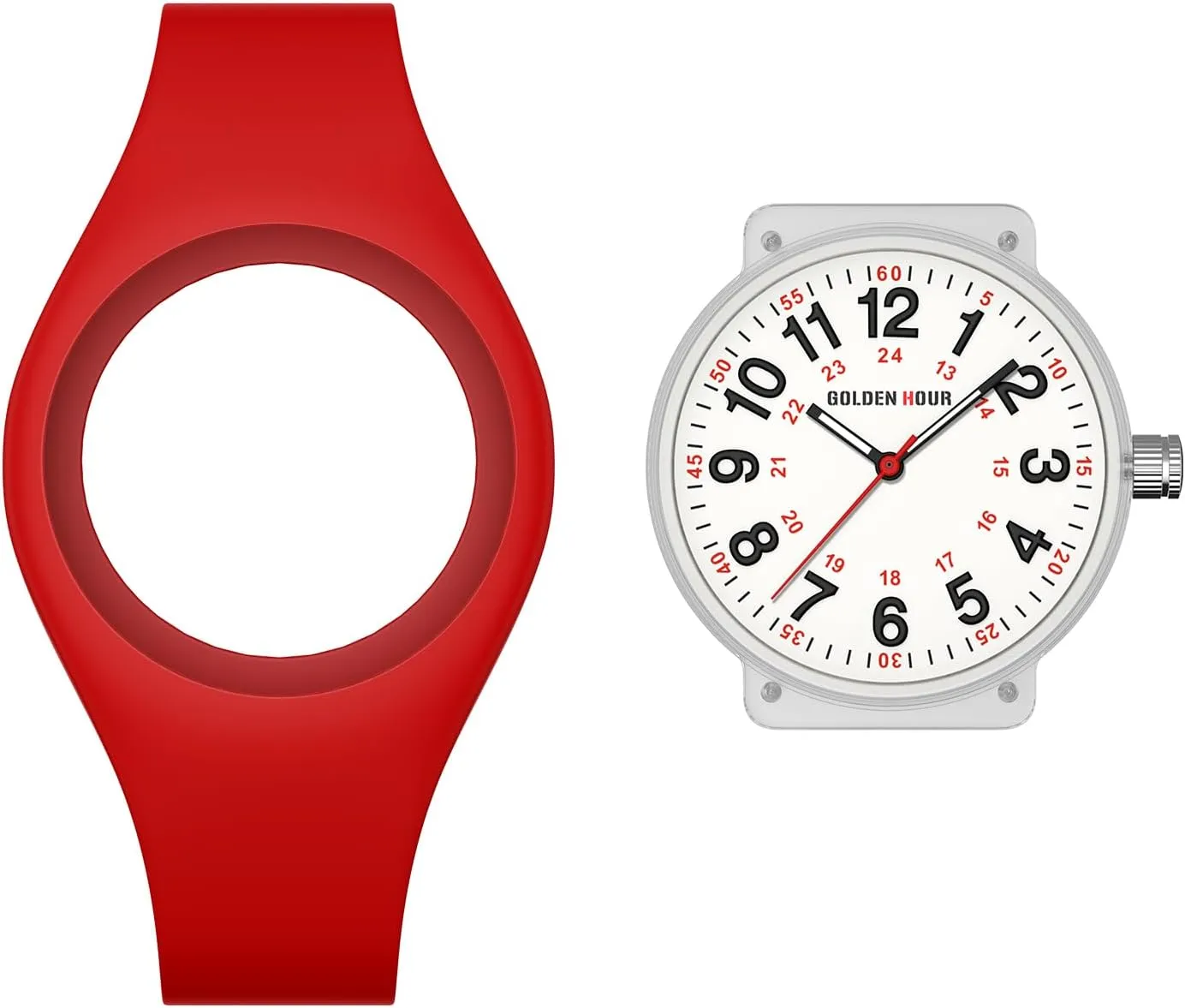 GOLDEN HOUR Waterproof Sports Analog Unisex Watches for Nurse Medical Professionals, Students - Military Time Glowing Easy to Read Dial, Jelly Silicone Strap