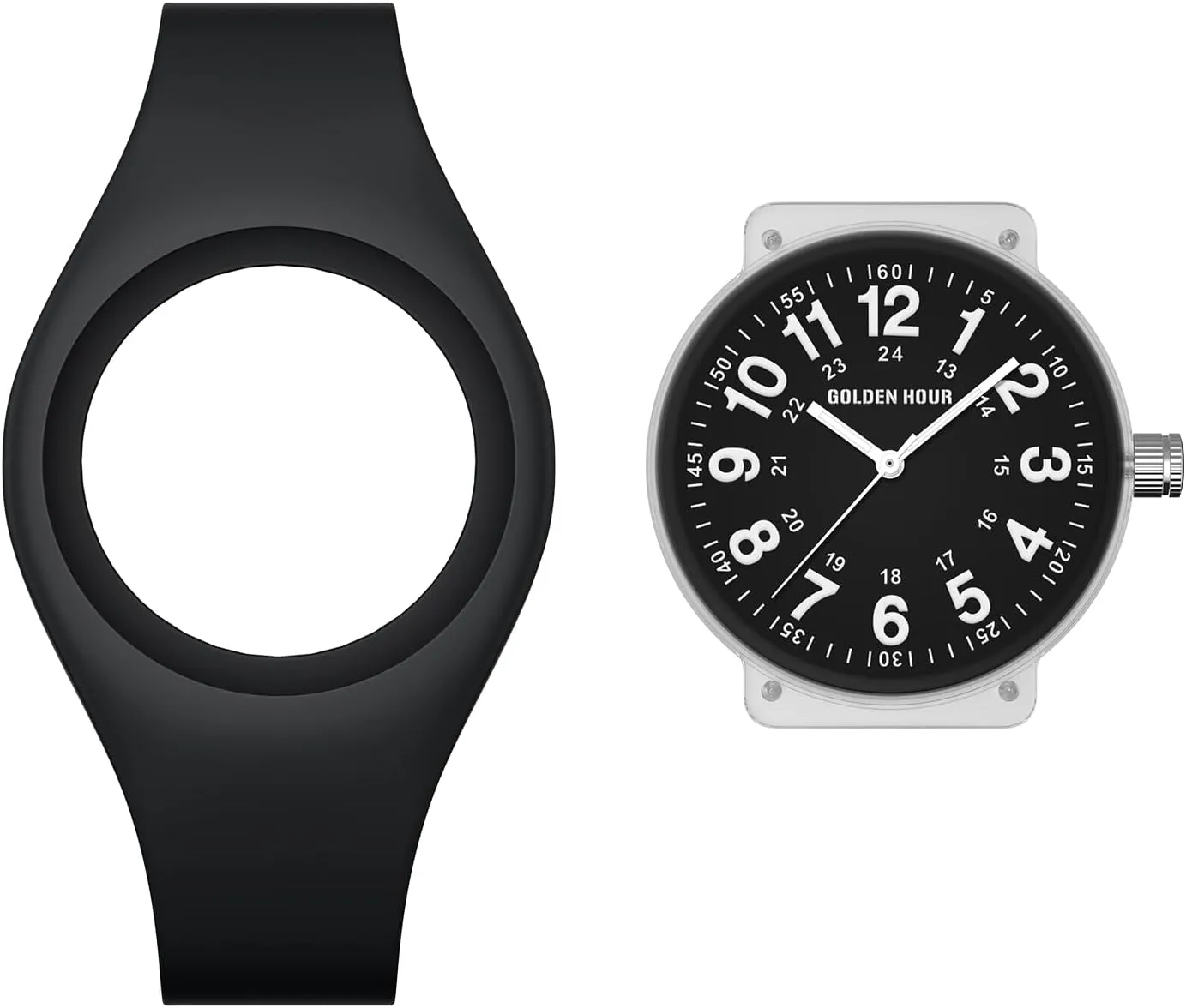 GOLDEN HOUR Waterproof Sports Analog Unisex Watches for Nurse Medical Professionals, Students - Military Time Glowing Easy to Read Dial, Jelly Silicone Strap