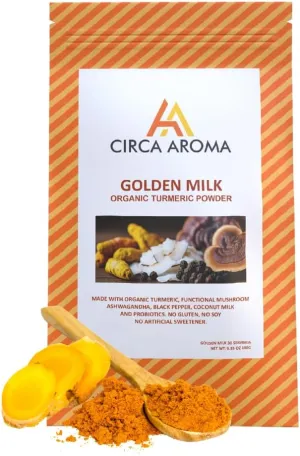 Golden Milk Latte Organic Turmeric Power with Ashwagandha, Mushroom and Coconut.