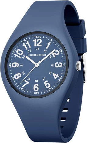 GOLDEN HOUR Waterproof Sports Analog Unisex Watches for Nurse Medical Professionals, Students - Military Time Glowing Easy to Read Dial, Jelly Silicone Strap