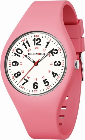 GOLDEN HOUR Waterproof Sports Analog Unisex Watches for Nurse Medical Professionals, Students - Military Time Glowing Easy to Read Dial, Jelly Silicone Strap
