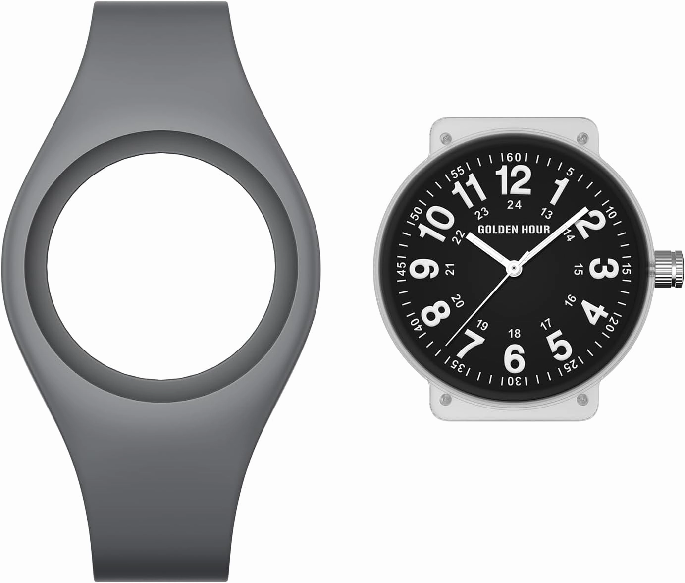 GOLDEN HOUR Waterproof Sports Analog Unisex Watches for Nurse Medical Professionals, Students - Military Time Glowing Easy to Read Dial, Jelly Silicone Strap