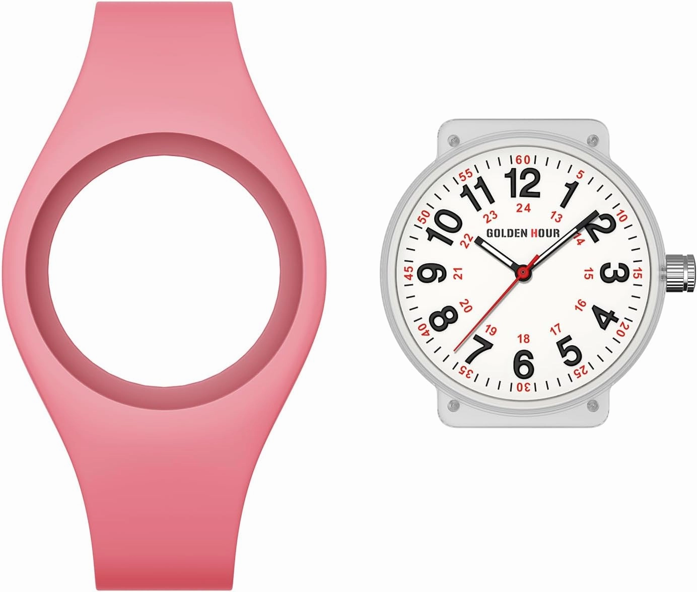 GOLDEN HOUR Waterproof Sports Analog Unisex Watches for Nurse Medical Professionals, Students - Military Time Glowing Easy to Read Dial, Jelly Silicone Strap