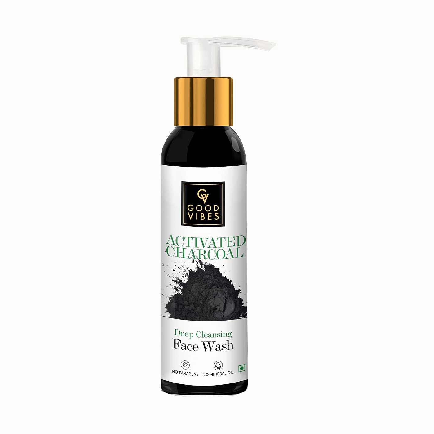 Good Vibes Activated Charcoal Deep Cleansing Face Wash | Deep Pore Cleansing Face Cleanser For All Skin Types | Clears Acne & Excess Sebum | No Parabens & Mineral Oil (200 ml/6.76 Fl Oz)