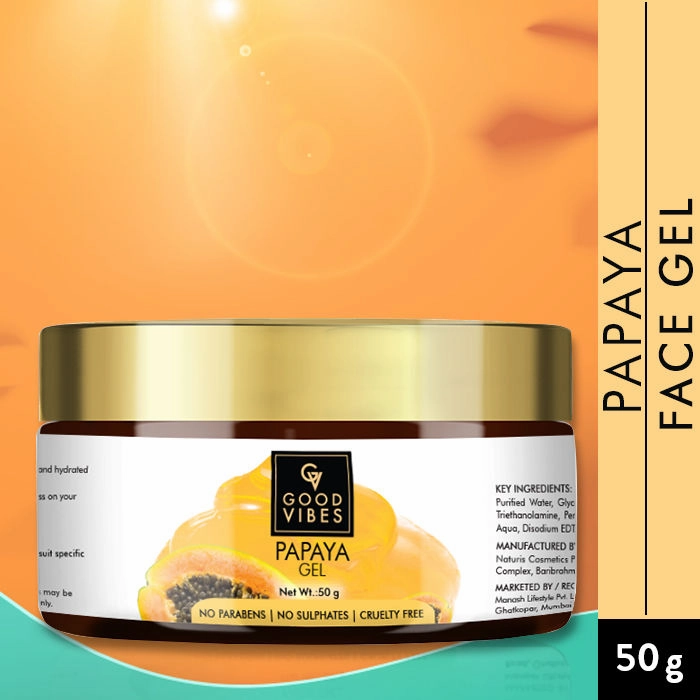 Good Vibes Papaya Gel | Nourishing, Hydrating, Antioxidants | With Orange | No Parabens, No Sulphates, No Mineral Oil, No Animal Testing (50 g)