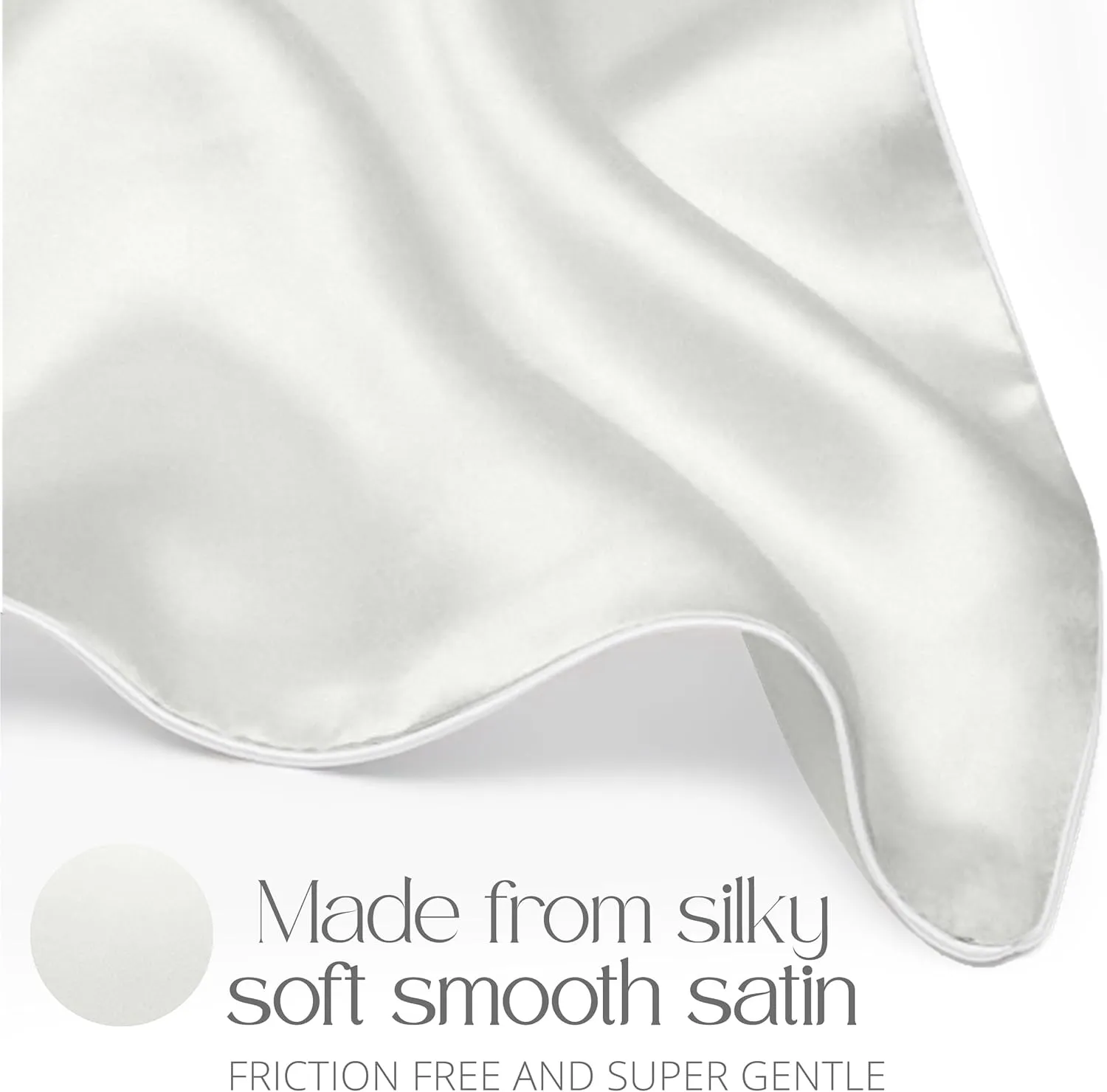 Grace & Company Silky Satin Pillowcase for Hair & Skin, Oeko-Tex Certified Satin Silk Pillowcase with Zipper - Ultra Smooth White Pillowcases Standard Size 20”x26” - Snow