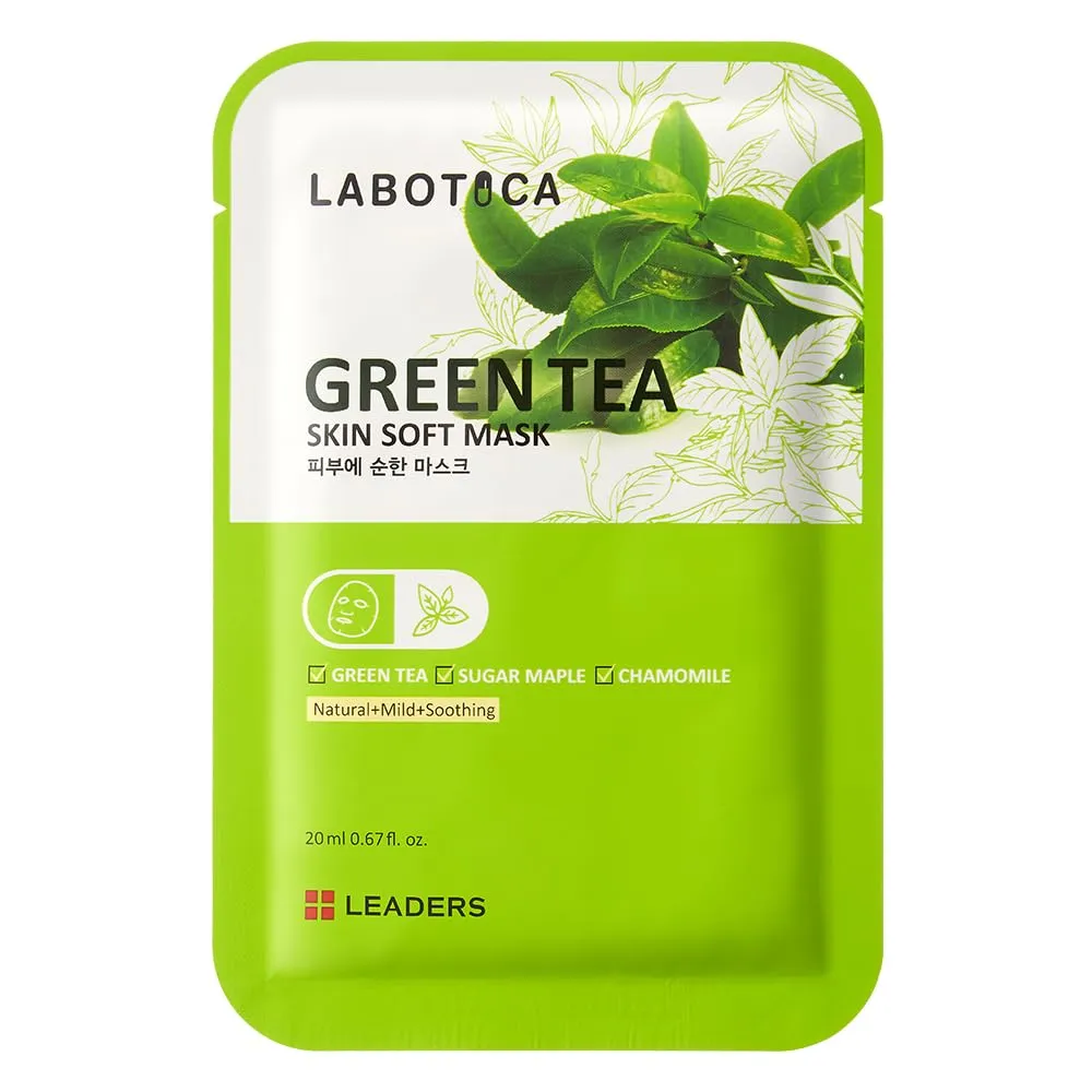 Green Tea Skin Soft Mask - Natural Fermented Facial Sheet for Acne Control, Sebum Regulation, and Redness Relief - Harmonizing Skincare for Oil/Moisture Balance (10 Sheets)