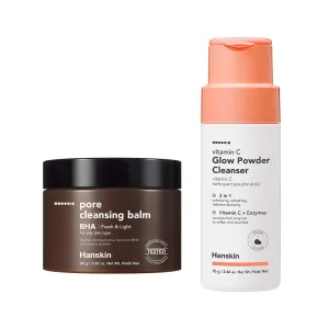 Hanskin BHA & Vitamin C Glow Duo: Pore Cleansing Balm   Powder Cleanser for Clear, Radiant Skin