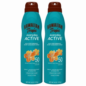Hawaiian Tropic Sheer Touch Ultra Radiance Lotion Sunscreen SPF 50 & Everyday Active Spray Sunscreen SPF 50, 6oz | Hawaiian Tropic Sunscreen SPF 50, Sunblock, Oxybenzone No Sunscreen