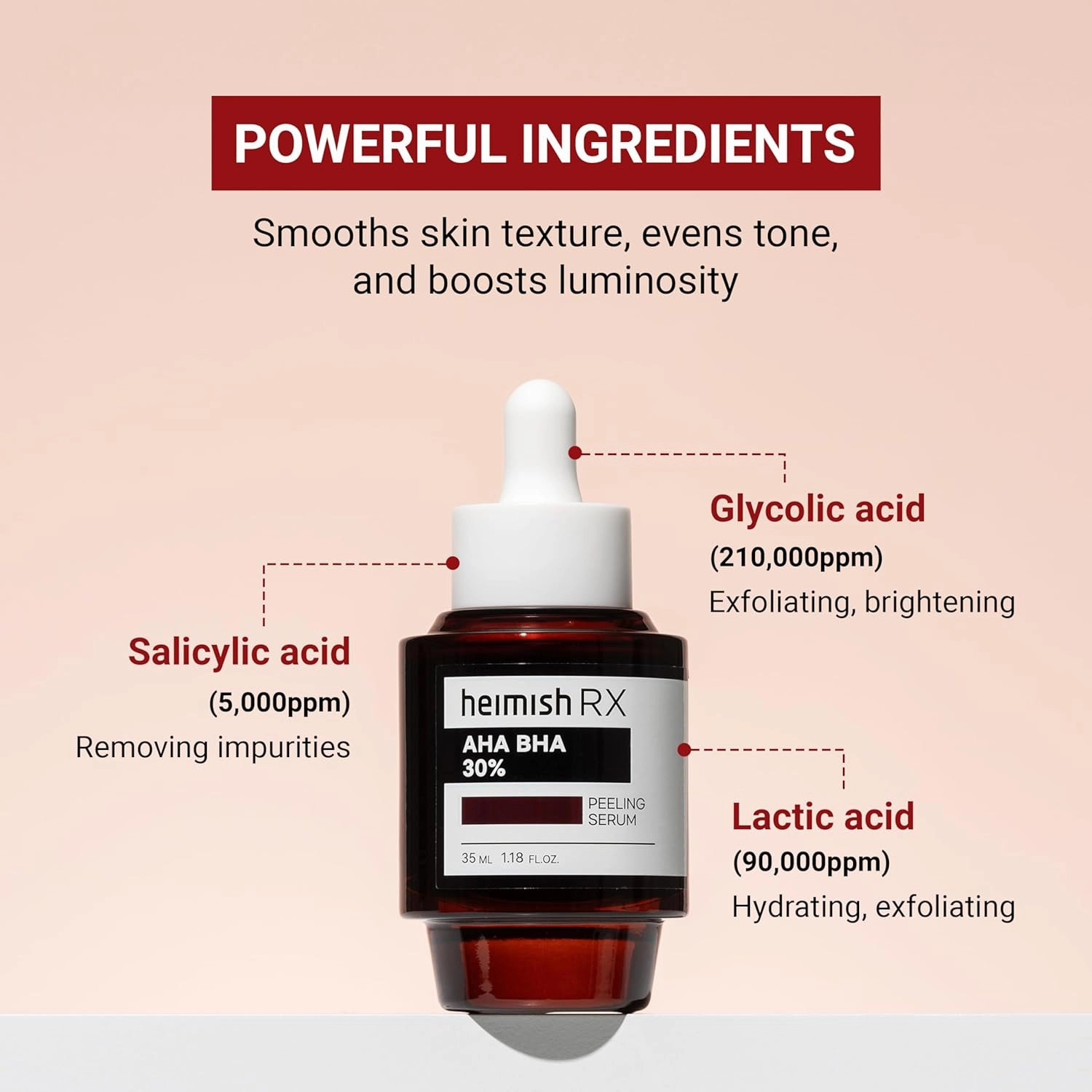 HEIMISH RX AHA BHA 30% Peeling Serum - Wash-off Peeling Serum, Chemical Peel for Blackheads, Pore and Sebum, Gentle Face Exfoliant for Oily and Acne-prone skin, Korean Skincare, 35ml (1.18 fl. oz)
