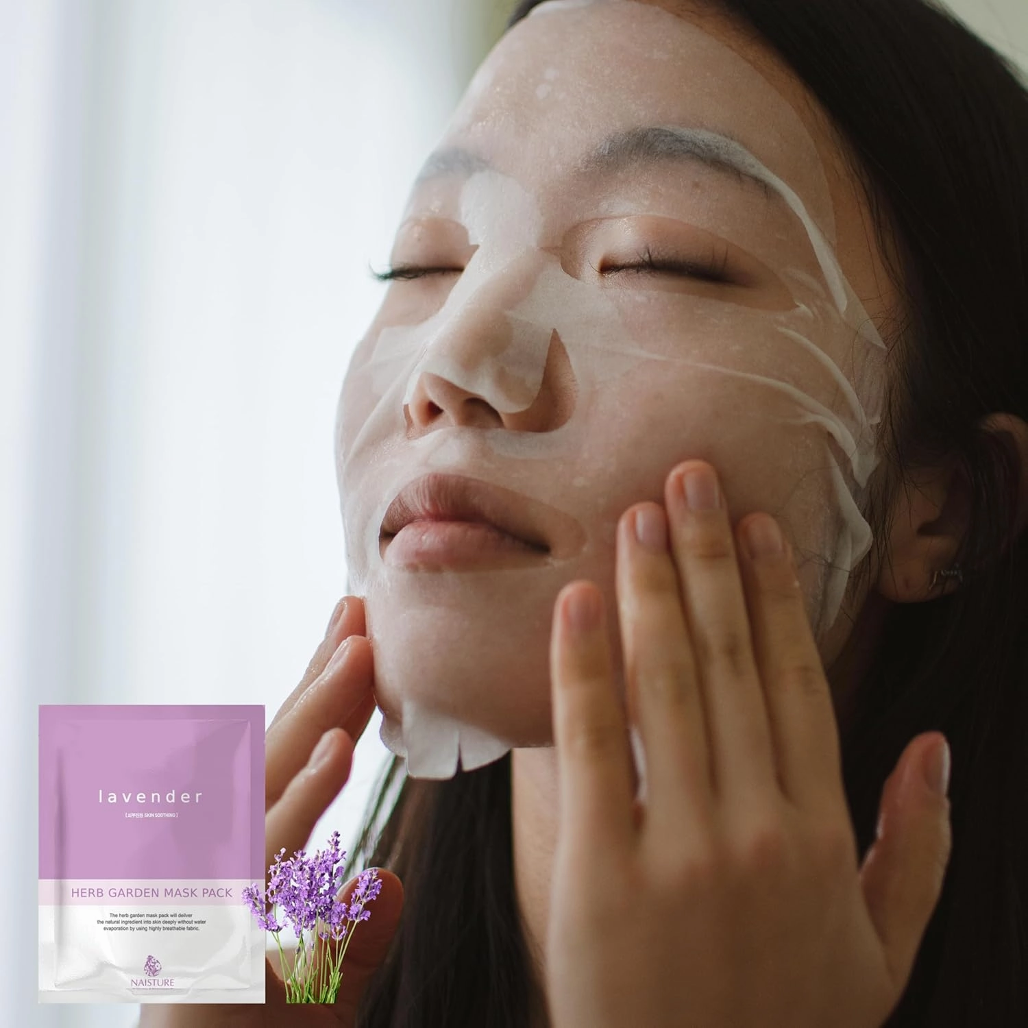 Herb Garden Sheet Mask - Lavender, Rosemary, Jasmine, Chamomile, Peppermint (5pc) Anti-Aging, Soothing, Sebum Control, Brightening, Hydrating- All Skin Types, Self-Care Gifts