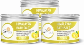 Himalayan Bath Salts – Pack of 3 | Infused with Minerals and Essential Oils - Invigorate | Exfoliate | Moisturize | Detoxify | Cleanse - Relaxing & unwinding Potion (Citrus)