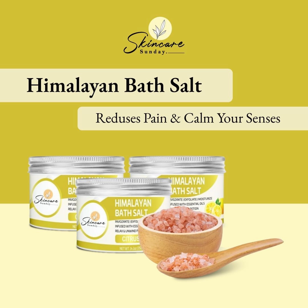 Himalayan Bath Salts – Pack of 3 | Infused with Minerals and Essential Oils - Invigorate | Exfoliate | Moisturize | Detoxify | Cleanse - Relaxing & unwinding Potion (Citrus)