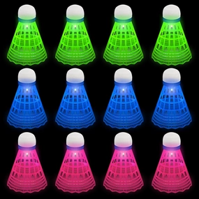 Hysagtek Badminton Birdies, 12 Pack Birdies Glow in The Dark Shuttlecocks Badminton Sets for Backyards Outdoor Indoor Sports Activities Training Practice Gym Fitness Game