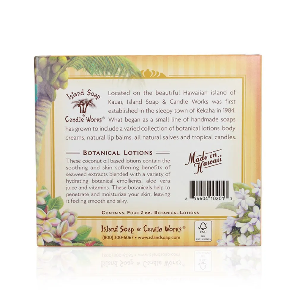 Island Soap and Candle Works Sampler Gift Set Scented Body Lotion for Men and Women - Paraben Free Body Moisturizer - Hydrating Hawaiian Skincare - Decorative Lotion Gift Box - 4 x 2 Ounce
