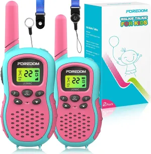 J388C Walkie Talkies for Kids 2 Pack Long Range with Flashlight - Pink