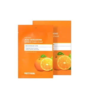 Jeju Tangerine Vitamin C Facial Mask Sheet (Pack of 10) with Panthenol   Adenosine   Niacinamide for Moisturizing, Soothing, Korean skincare