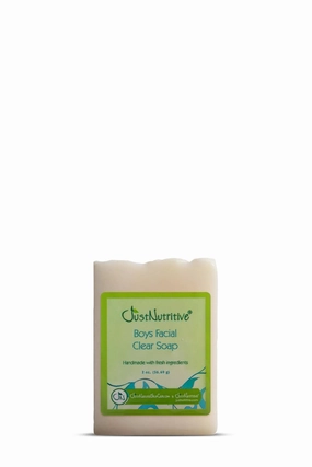 Just Nutritive Boy's Facial Acne Clear Soap | Gentle Facial Cleanser for Boys | Natural Acne Face Cleanser | Cleansing Acne Soap for Sensitive Skin 2 Oz