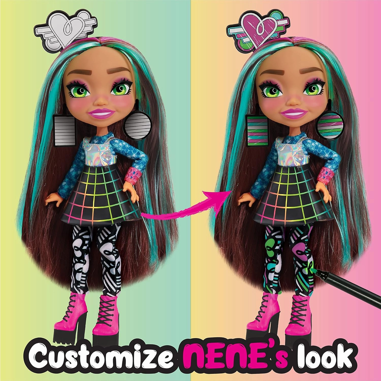 Just Play Art Squad Nene 10-inch Doll & Accessories with DIY Craft Etching Project, Kids Toys for Ages 3 Up
