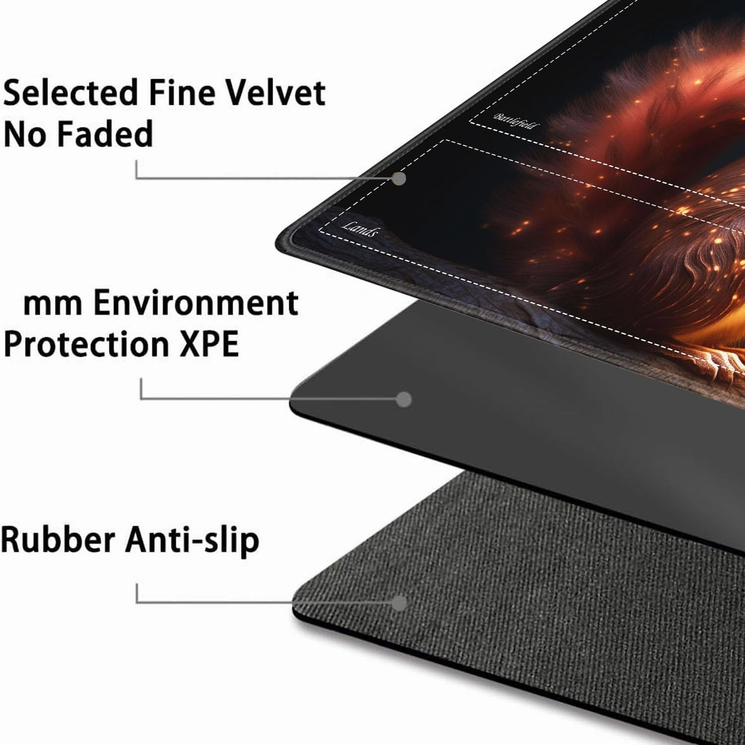 JVGFYNKL for TCG Playmat, Playmat with Zones, 24x14 in Non-Slip Rubber for MTG Playmat with Drawstring Travel Pouch and 6 Dice, Glowing Squirrel for MTG Mat, Card Game Playmats